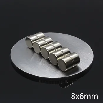 20Pcs 8 x 6 mm Super Močna močna magnetna Redke Zemlje Neodim Magneti N35 8*6 mm NdFeB Krog Stalnih Obrti Hladilnik Magnet