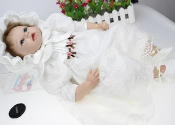 22-palčni 55 cm silikonski prerojeni lutke otroka veren mehka lutka punca bela princesa obleko bonecas za poročno darilo dekleta darilo za rojstni dan
