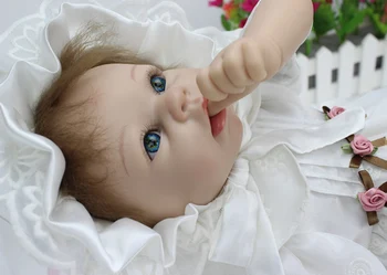 22-palčni 55 cm silikonski prerojeni lutke otroka veren mehka lutka punca bela princesa obleko bonecas za poročno darilo dekleta darilo za rojstni dan