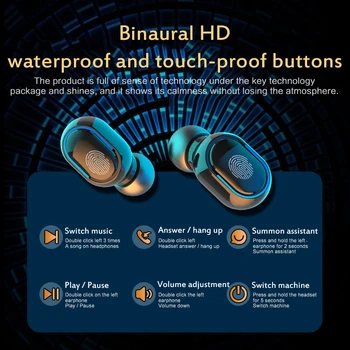 2200mAh LED Bluetooth Brezžične Slušalke Slušalke Čepkov TWS Touch Kontrole Šport Slušalke Noise Cancel vodoodporna LED Zaslon