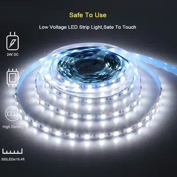 24V LED Trakovi Luči RGB+Bela za 16,4 ft/5M Prilagodljiv 300 Enot SMD5050 Led, Ne-Nepremočljiva Visoko Svetla LED Trak Luči