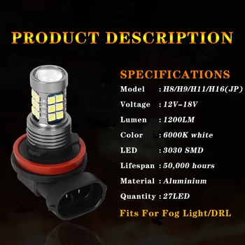 2X 9006 HB4 H8 H11 LED Luči za Meglo Žarnice Auto Avto Vožnjo Drl Lučka LED Žarnice Za BMW X1 X3 X4 X5 E70 E53 X6 Z4 520i 116i 118i 120i