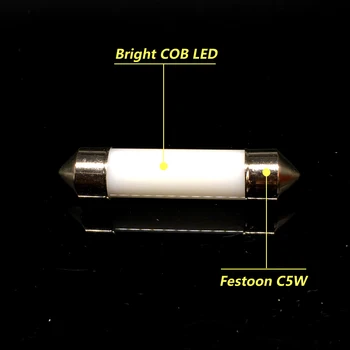2x C5w C10w LED Luči Festoon Dome Lučka za Notranje zadeve Branje, Luč registrske Tablice Lučka 31mm 36 mm 39 mm 41mm 212-2 6418 Bela
