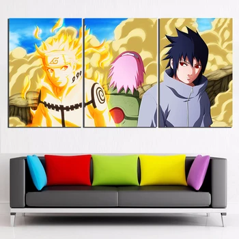 3 Plošča Platno Natisnjeni Naruto Sasuke Animacija Plakat Doma Dekor Za Dnevno Sobo Sliko Stensko Slikarstvo Sodobne Platno Na Debelo