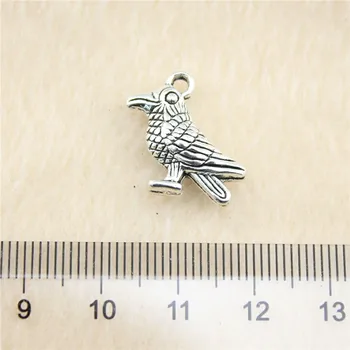 35pcs/lot 17*17 mm stara srebrna Ptica čar Obeski DIY nakit za zapestnico, ogrlico, uhane