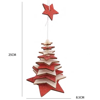 3D Božično Drevo Okraski Leseni Pet Opozoril Zvezda, Snežinka Obliko Obesek Družino Božični Okraski
