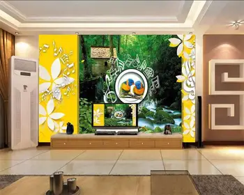 3D prostoru ozadje zidana Kabino, gozda, vode, HD photo po meri non-woven nalepke, kavč, TV ozadju slikarstvo tapete za stene 3D
