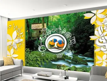 3D prostoru ozadje zidana Kabino, gozda, vode, HD photo po meri non-woven nalepke, kavč, TV ozadju slikarstvo tapete za stene 3D