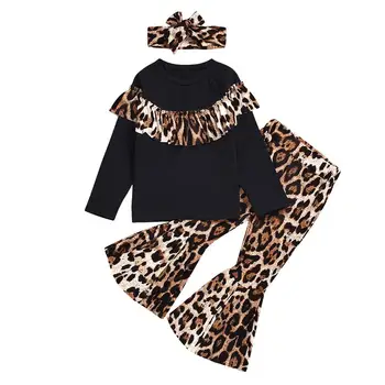 3pcs Jeseni Oblačila, ki Baby Dekle Vroče Prodajo Leopard, Tiskanje Ogrlicom Vrhovi Mehkobo Dihanje Sežgati Hlače Glavo