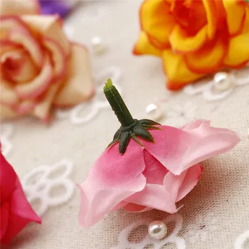4 cm vrtnice umetno cvetje kodraste strani Svilenih Vrtnic Glave za DIY Poročno Dekoracijo ostra venec Dodatki