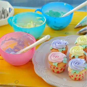 4 Izberite Barvo Peko Dekoracijo Plastične Barva Mešanja Skledo Maslo, Smetana Bean Prilepite Cevovodi Cupcake Torto Dekor Orodja