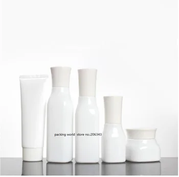40ml kvadratne oblike bele steklenice z navojnim pokrovom za losjon/emulzija/serum/foundation/toner/voda za nego kože, kozmetične embalaže