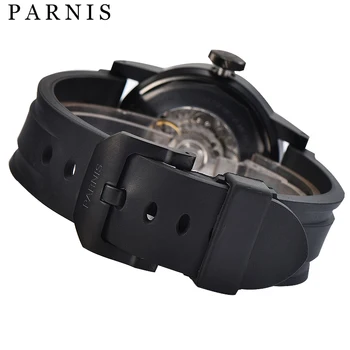 43mm Parnis Priložnostne Black Samodejni Watch Moških Auto Datum Black Primeru Sapphire Kristalno Čisto Razkošje Mehanske Ure