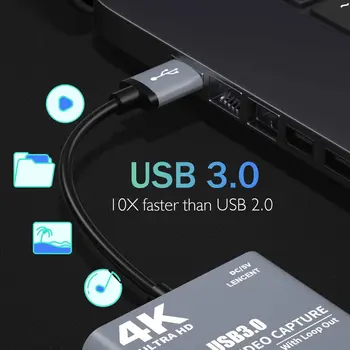 4K HDMI-združljive Video posnetke, Zajemanje Kartico USB 3.0 1080P Zanke Iz Ključ HD Video Snemalnik Grabežljivac Za OBS Živo Igro Polje Youtube