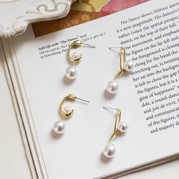 4pcs korejski Letnik krat polkrožne loka pearl stud uhani za ženske vsestranski diy nakit, uhani, pribor materiala