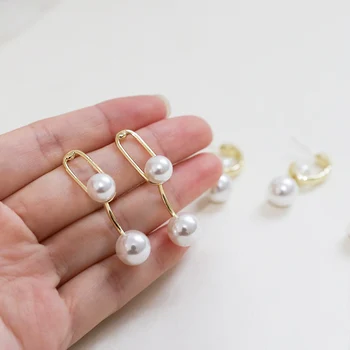 4pcs korejski Letnik krat polkrožne loka pearl stud uhani za ženske vsestranski diy nakit, uhani, pribor materiala