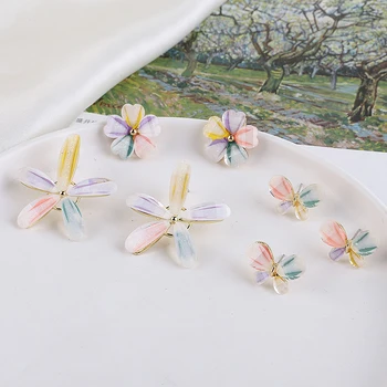4pcs Majhne sveže pet-barva cvet metulj Stud Uhani za Ženske Počitnice zlitine dnu podporo diy materiala dodatki