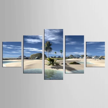5 kosov uokvirjena Stenskih slikah, Darilo Doma Dekoracijo Platno, Tisk slikarstvo pogled na Morje in plaža serije debelo/XYZ-FJ-(22)