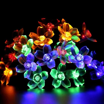 50 Led Sončne Svetlobe LED Niz Breskov cvet Cvet Vrtne Luči Trakovi, božič, novo Leto, poročni dekoracijo lampara Luminary