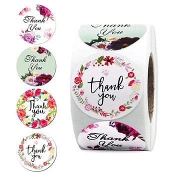 500Pcs/roll Cvetlični Hvala Vam Nalepke Za Pečat Oznaka Scrapbooking Božič Sticke Dekoracijo Nalepke Nalepke, Tiskovine