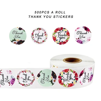 500Pcs/roll Cvetlični Hvala Vam Nalepke Za Pečat Oznaka Scrapbooking Božič Sticke Dekoracijo Nalepke Nalepke, Tiskovine