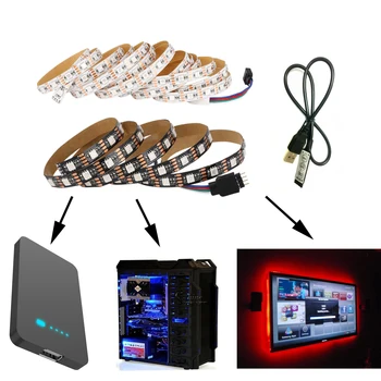 5050 SMD 1M 2M 3M RGB LED Trakovi Luči 5V USB Neon Diode, Lepilni Trak Fleksibilni Trak Ozadja za PC TV Zaslon Dekoracijo