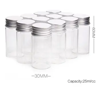 50pcs 25ml Velikosti 30*60 mm Prosojni Stekleni Parfum Spice Steklenice Majhne Kozarce, Ampule S Srebrno navoj DIY Obrti
