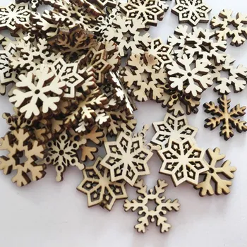 50Pcs Izbor Lesenih Snežinka Božič Poroko Visi Drevo Ornament Dekoracijo Božični Vrč Coasters Imetnik Pokal Preproge