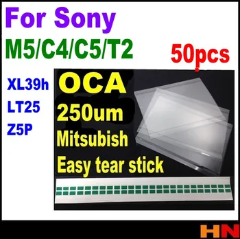 50pcs/veliko za Mitsubishi 250um OCA Film Optični Jasno Lepilo Lepilo Nalepke za sony 39/XL39h LT25 M5 Z5P C4 C5 T2 enostavno stear