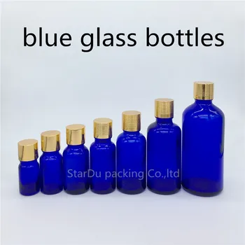 5ml 10 ml 15ml 20ml 30 ML 50 ml 100 ml modra Steklenička Vial, Eterično Olje, modra Steklenica z zlato navoj Parfum steklenice 100 kozarcev