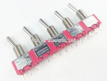 5pcs 6 MM Rdeča 3Pin 2File MTS-102 Reset brezplačno Gumb za zaklepanje Rocker switch 2A250V 5A120V (O)-OFF preklopno Stikalo