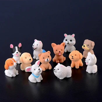 5PCS Mini Pes, Kuža, Mini Risanka Živalskih Figur Torto Dekoracijo Smolo Obrti Pravljice Vrt Doma Ornament DIY Dodatki