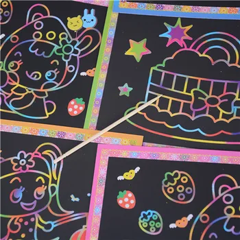 5pcs Čarobno Barvo Art Paper Scratch Kolorit Kartice Strganje Risanje Igrače za Otroke, otroci Majhnih in Velikih velikosti Dva-v-enem