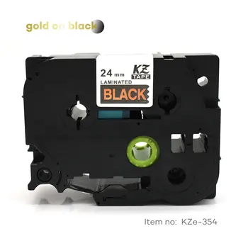 5PKS Oznaka Svetu TZe-354 nalepka trak zlato na črni tze-354 etiketi, traku Združljiv za brother P-TOUCH tiskalnik za nalepke traku 24 mm