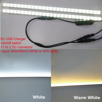 5V USB polnilnik 30 cm/50 cm bela/topla Bela/LED toga Luči SMD5630 bar svetlobni trakovi luči Za branje soba, spalnica, Kabinet Stopnicah