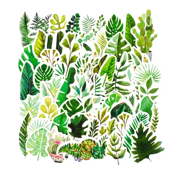 60pcs Zelenih Rastlin, Sveže Nalepke Kaktus Listi Prickly Hruška Ustvarjalne Self-made Zelenja vodo neprepustnimi Doodle Nalepke Darilo Igrače