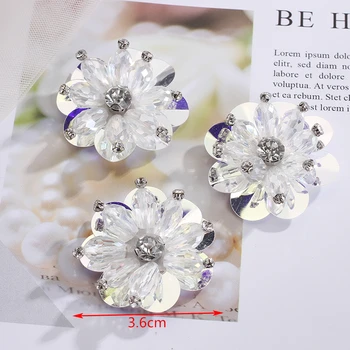 6pc/veliko Kristalno Beaded Bleščica 3D Cvetje Appliques Obliži Za Broška Nogavica Okrašeni Trakovi za Lase Uhani Nakit Makings Ponudbe