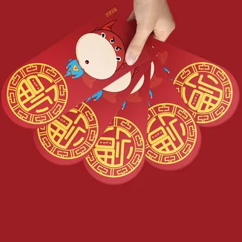 6Pcs 2021 Novo Leto Rdeči Okvir Za Srečen Denar Pomladni Festival Žep Denar Vrečko Tradicionalne Kitajske Hong Bao