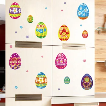 8 Listov Velikonočni Stenske Nalepke Risanka Jajce Decals DIY Izmenljive Pasters Ozadju Dekoracijo za Dom Stranka