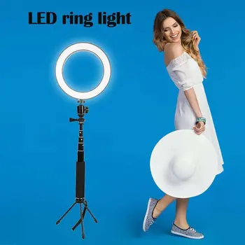 8-palčni Mini LED Obroč Svetlobe Prenosne Krožne Lučka 80LED Video Studio Lučka Lučka za Žogo z Glavo Stojala Monopod Kit