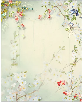 8x8FT Pomladi Beli Cvetovi Podružnice po Meri Foto Ozadje Studio Ozadju Vinil 240 cm x 240 cm