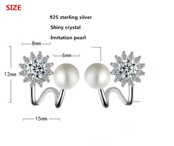 925 sterling silver fashion sijoče cz cirkon snow pearl cvet ženske'stud uhani debelo nakit za ženske Božično darilo