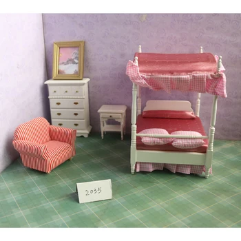 A02-X030 otroke, otroška darilo Igrača 1:12 Lutke mini Pohištvo Miniaturni rement roza barve dekle spalnica set