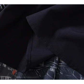 AELESEEN vzletno-pristajalne Steze Fashion Majica Dress Vintage Kontrast Barvno Tiskanje Maxi Obleko Pasu Split Stranka Počitnice Elegantno Obleko Urad