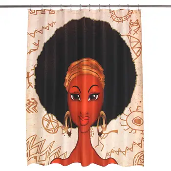 African American Mlada Črna Dekle Vodo Nepropustno Tkanine Afro Tuš Zavese