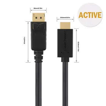 Aktivno DP za Kabel HDMI(DP1.2), 6 m DisplayPort na HDMI,4K x 2K & 3D Avdio/Video, Eyefinity Multi-Zaslon Podporo,1,8 M
