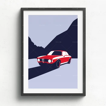 Alfa Romeo Giulia, natisnjeni na naravno bela slikarskem Platnu, Doma Dekor darilo, stene Platno, tisk, plakati, avto tiskanja, klasičen avto