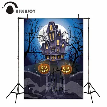 Allenjoy ozadje za fotografski studio (hiša strahov), buč luna spider web grozno drevesa luči za noč Čarovnic photocall