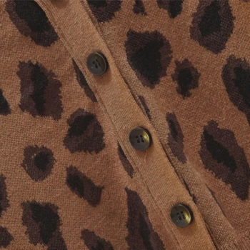 Aonibeier 2021 Pulover Jeseni Leopard Jopico Ženske Priložnostne Svoboden, Ženski, Pleteni Odprite Šiv Skokih Ulica Outwear