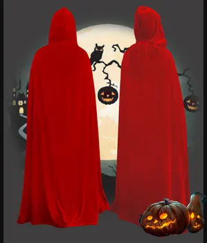 Ataullah Smrti Cape Dolgo Hooded Žametni Plašč Halloween Kostum Unisex Cosplay Čarovnik Čarovnica Srednjeveški Menih Haljo Larp Duha DW011